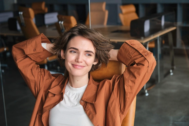 Person relaxed in office